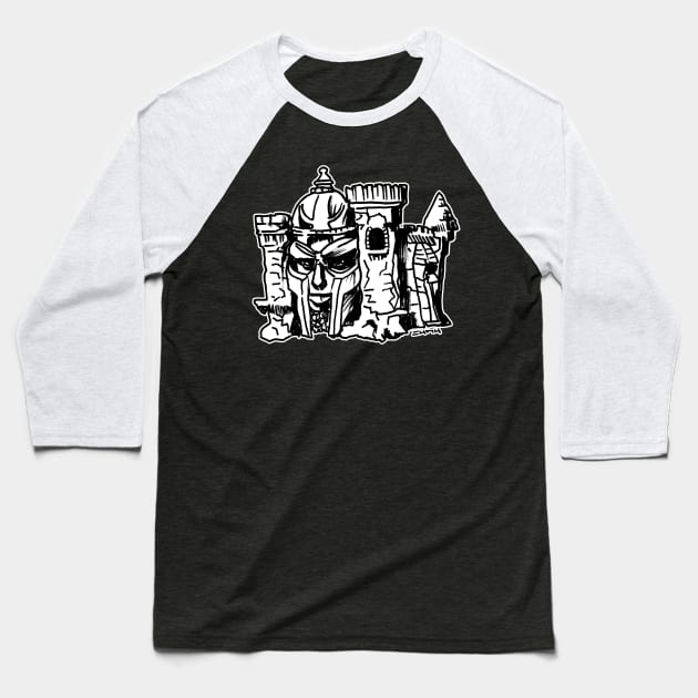 Castle Doom-skull Baseball T-Shirt by sketchnkustom